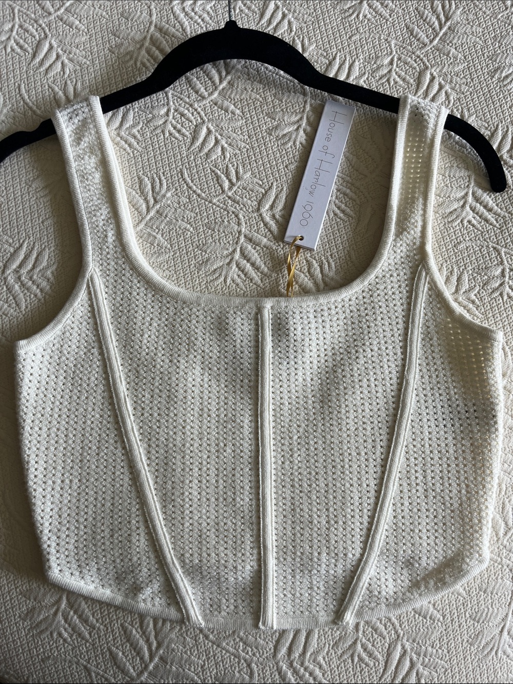House of Harlow 1960 Ivory Textured Knit Corset Tank